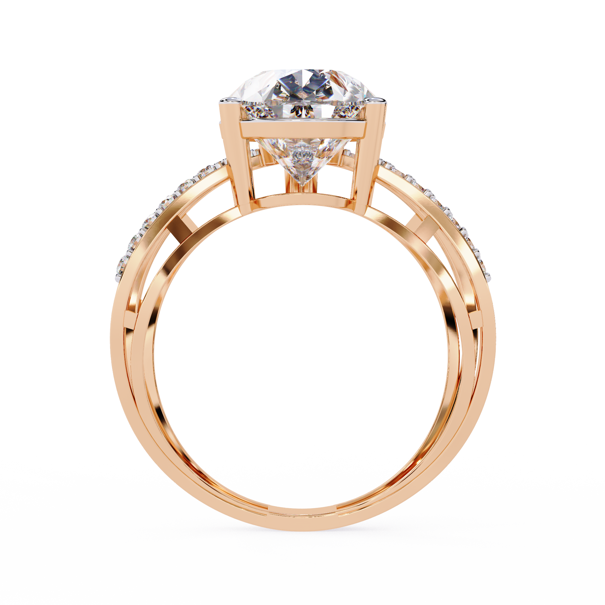 Pear-Shaped Diamond Crossover Ring
