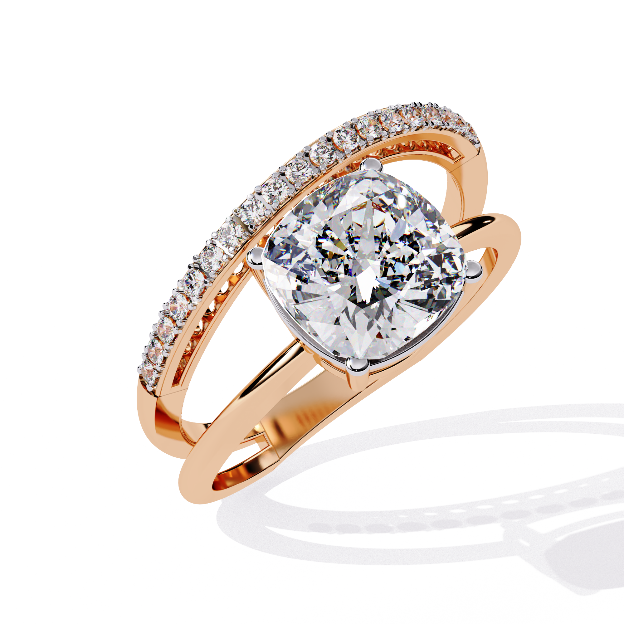 Eclipse Elegance Split-Shank Cushion Solitaire Ring