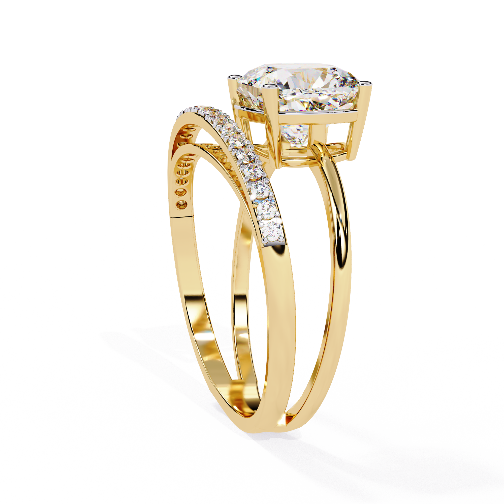 Eclipse Elegance Split-Shank Cushion Solitaire Ring
