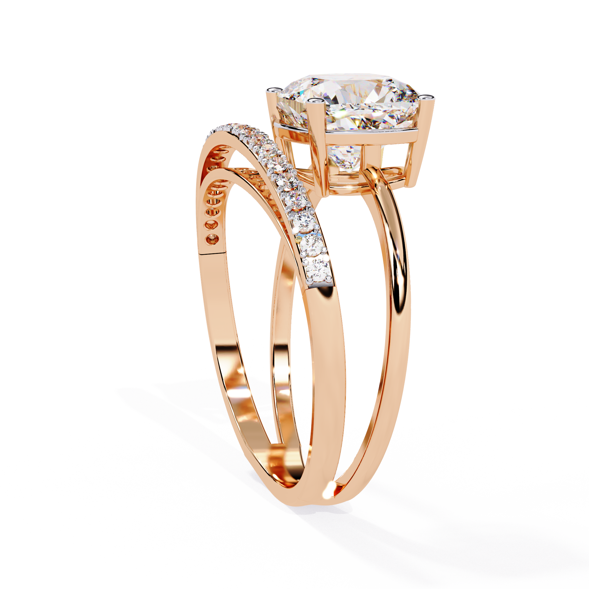Eclipse Elegance Split-Shank Cushion Solitaire Ring