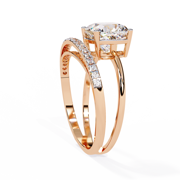 Eclipse Elegance Split-Shank Cushion Solitaire Ring