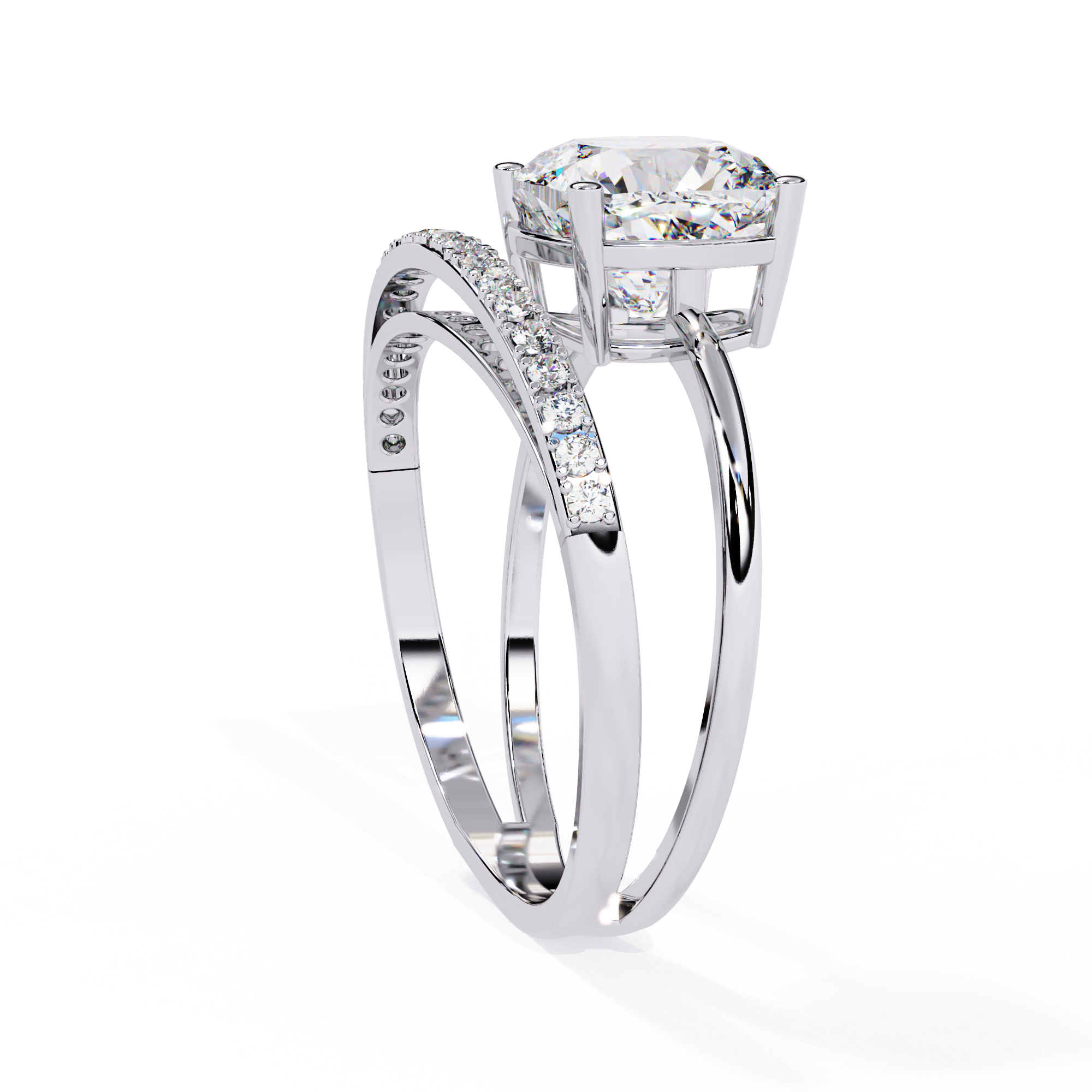 Eclipse Elegance Split-Shank Cushion Solitaire Ring