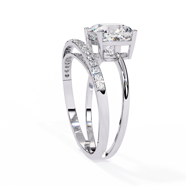 Eclipse Elegance Split-Shank Cushion Solitaire Ring