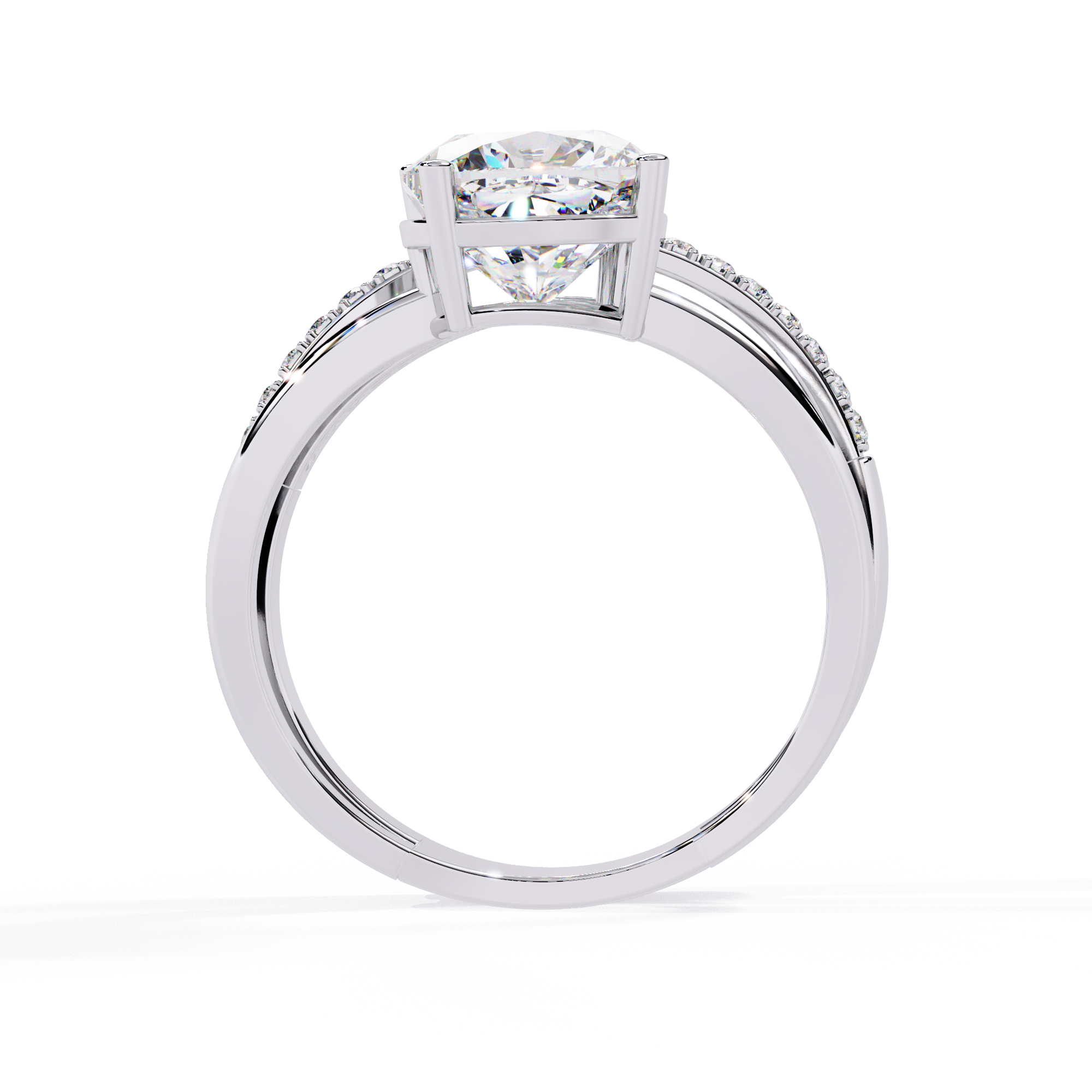 Eclipse Elegance Split-Shank Cushion Solitaire Ring