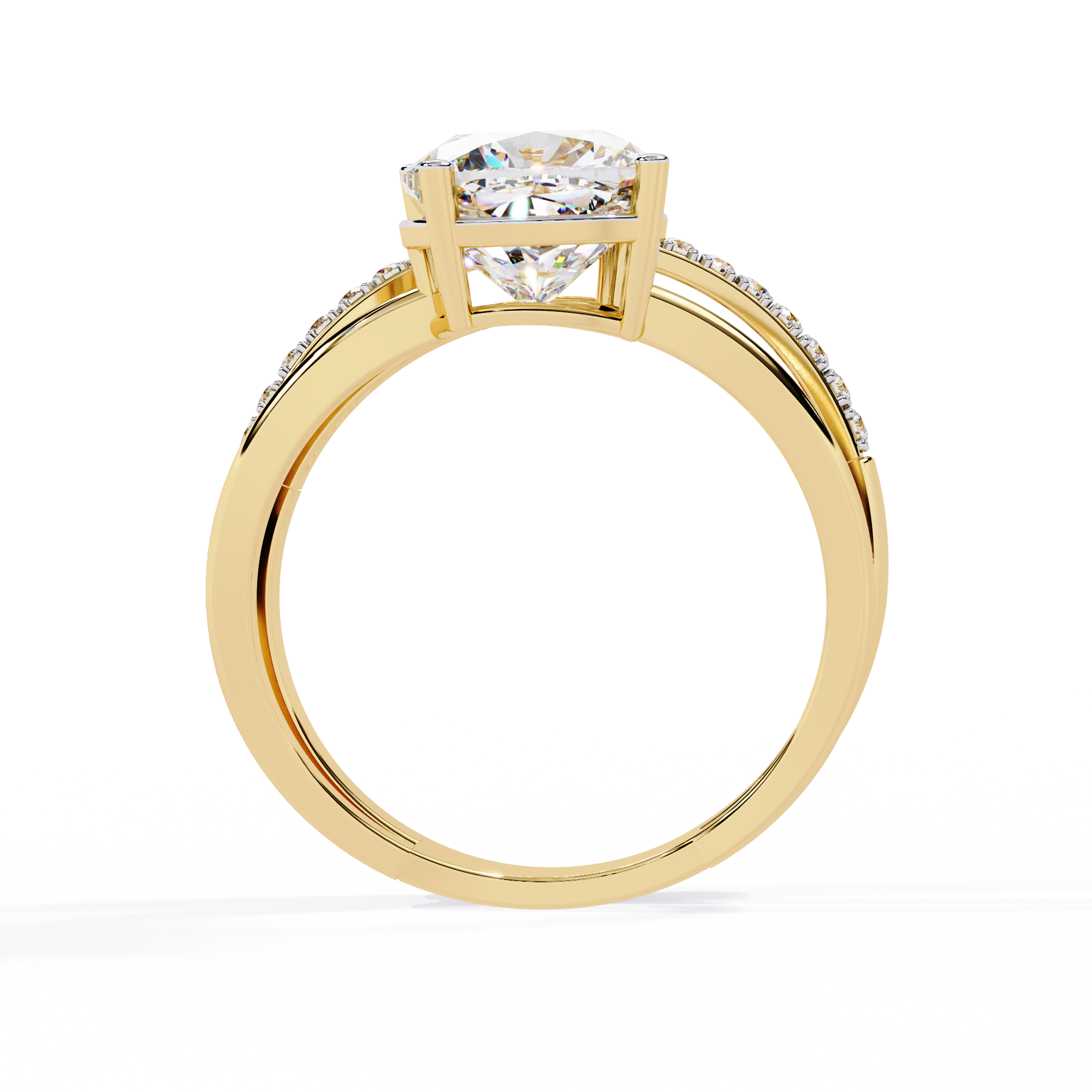 Eclipse Elegance Split-Shank Cushion Solitaire Ring