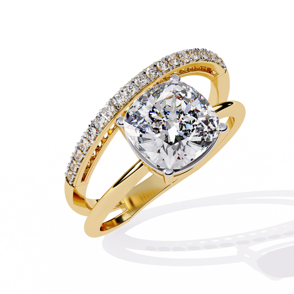 Eclipse Elegance Split-Shank Cushion Solitaire Ring