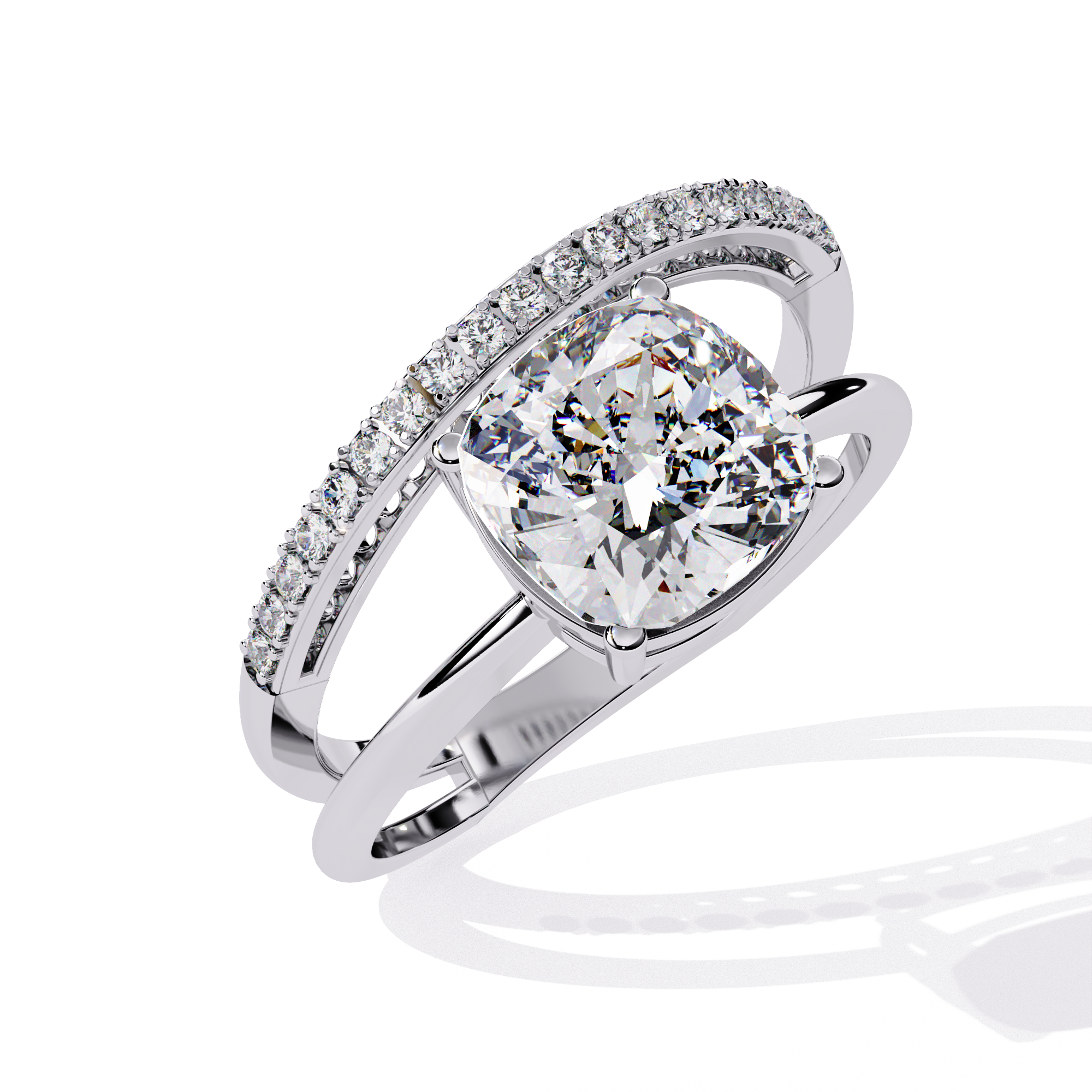 Eclipse Elegance Split-Shank Cushion Solitaire Ring