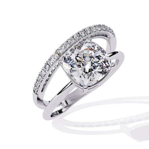 Eclipse Elegance Split-Shank Cushion Solitaire Ring