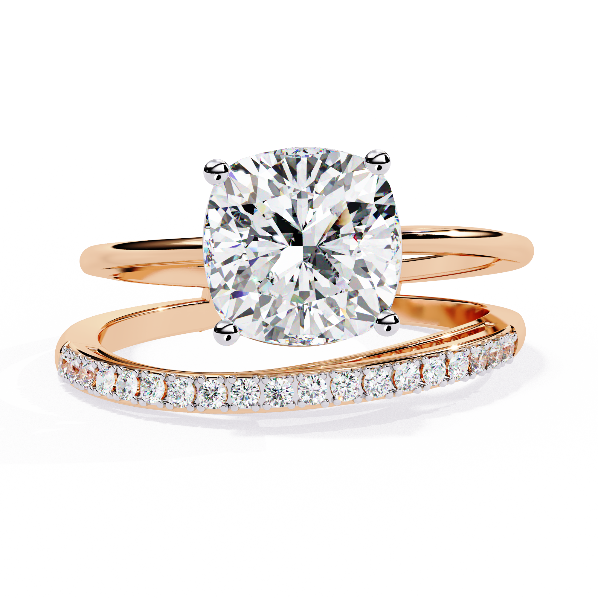 Eclipse Elegance Split-Shank Cushion Solitaire Ring