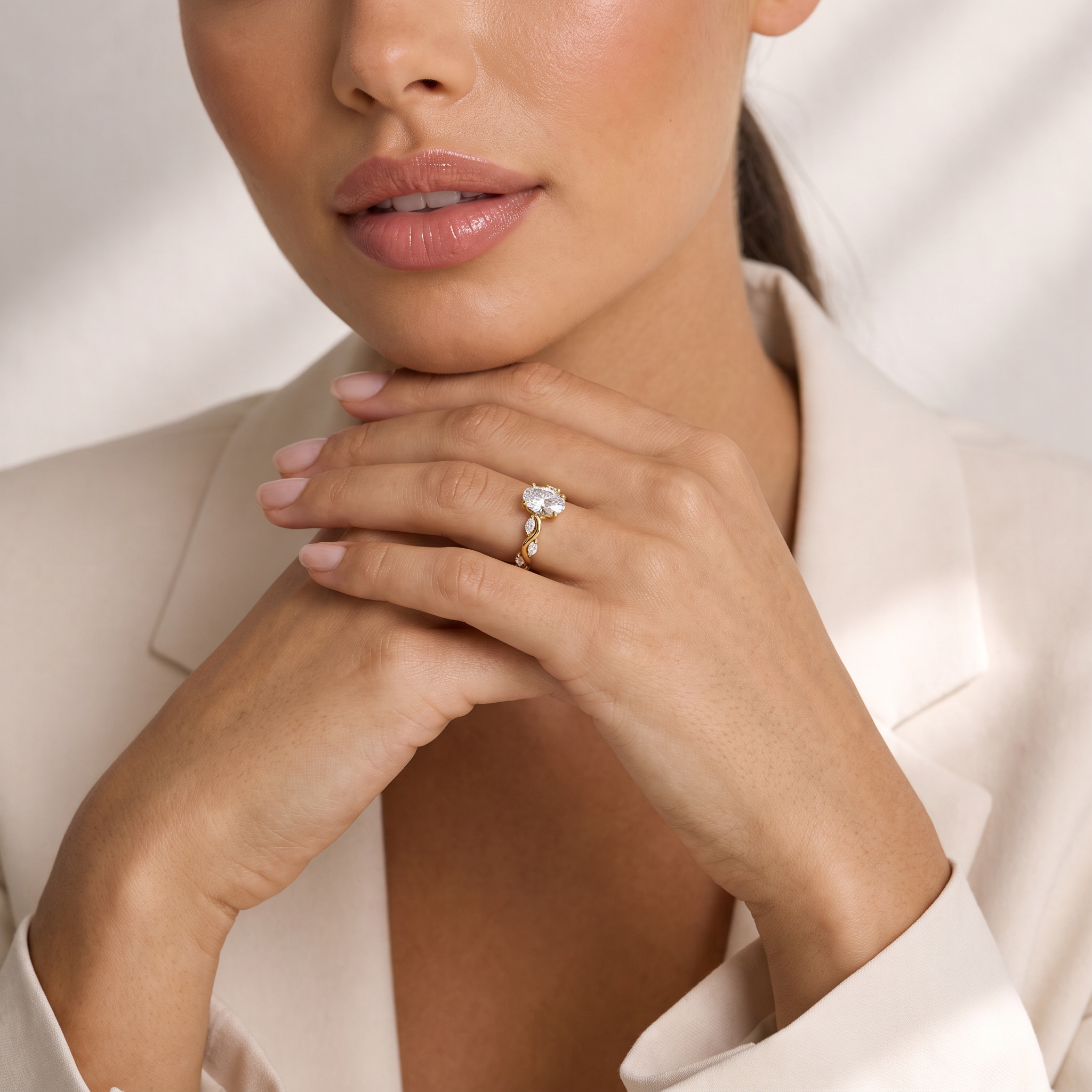 Twisted Vine Oval Lab Grown Diamond Ring