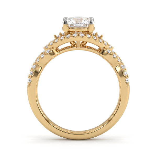 Twisted Infinity Pavé Shank Halo Round Diamond Ring