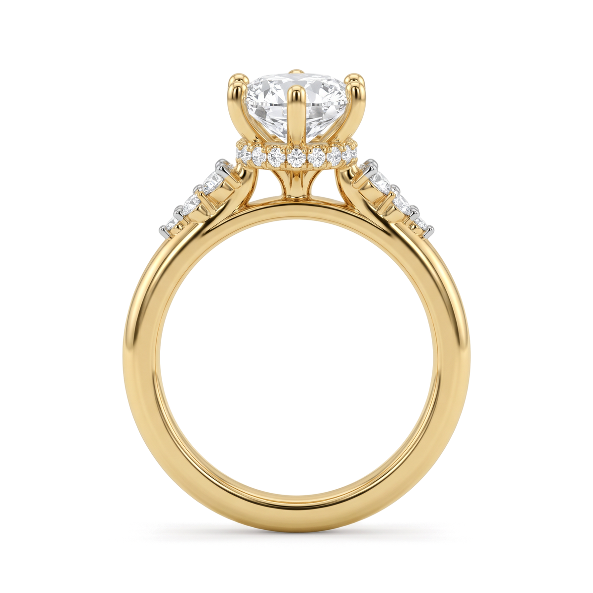 Hidden Halo Cluster Accent Round Solitaire Diamond Ring