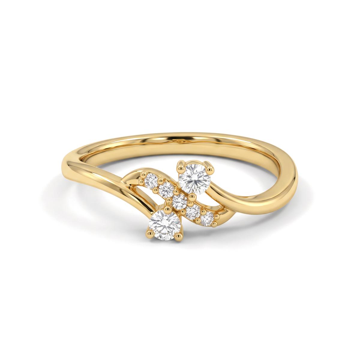 Bypass Swirl Round Cluster Diamond Ring