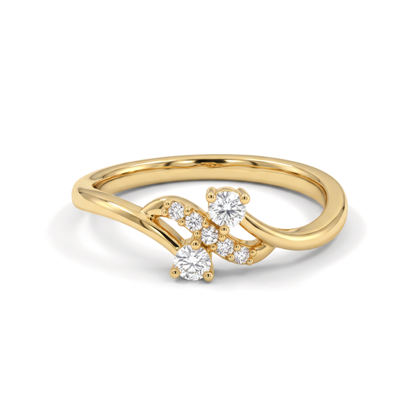 Bypass Swirl Round Cluster Diamond Ring