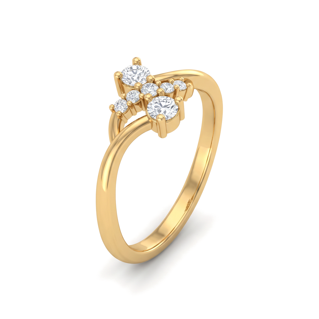 Bypass Swirl Round Cluster Diamond Ring