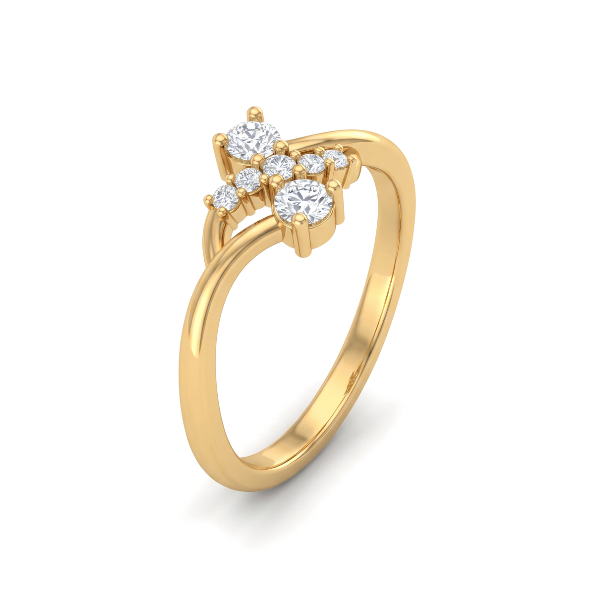 Bypass Swirl Round Cluster Diamond Ring