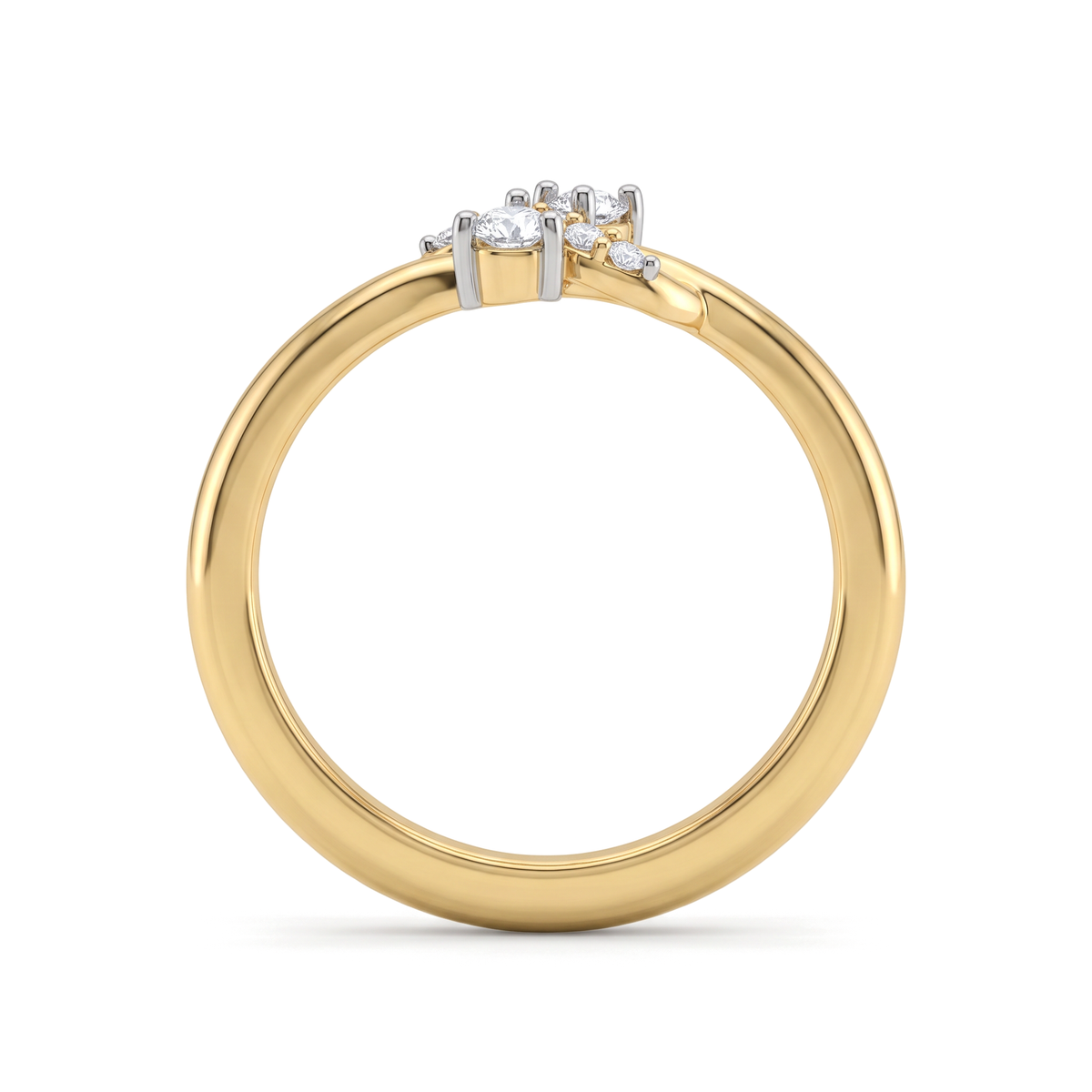 Bypass Swirl Round Cluster Diamond Ring