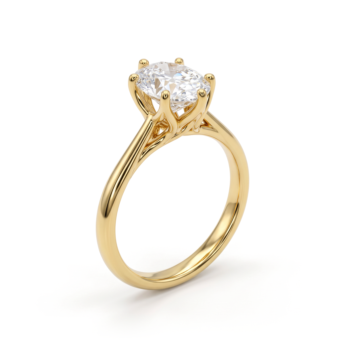 Graceful Tulip Oval Solitaire Ring