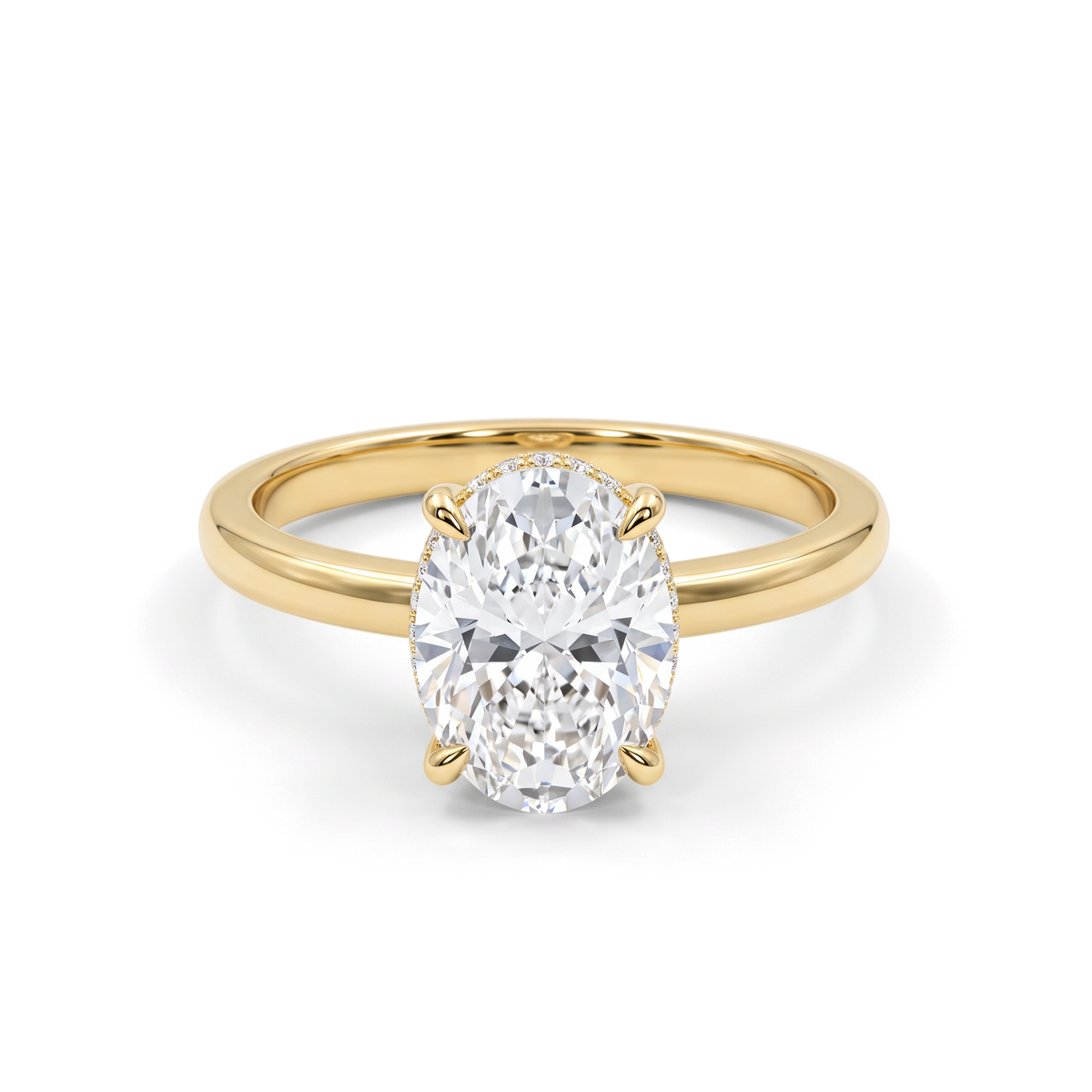 Hidden Halo Oval Solitaire Ring