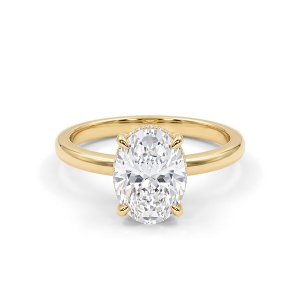 Hidden Halo Oval Solitaire Ring
