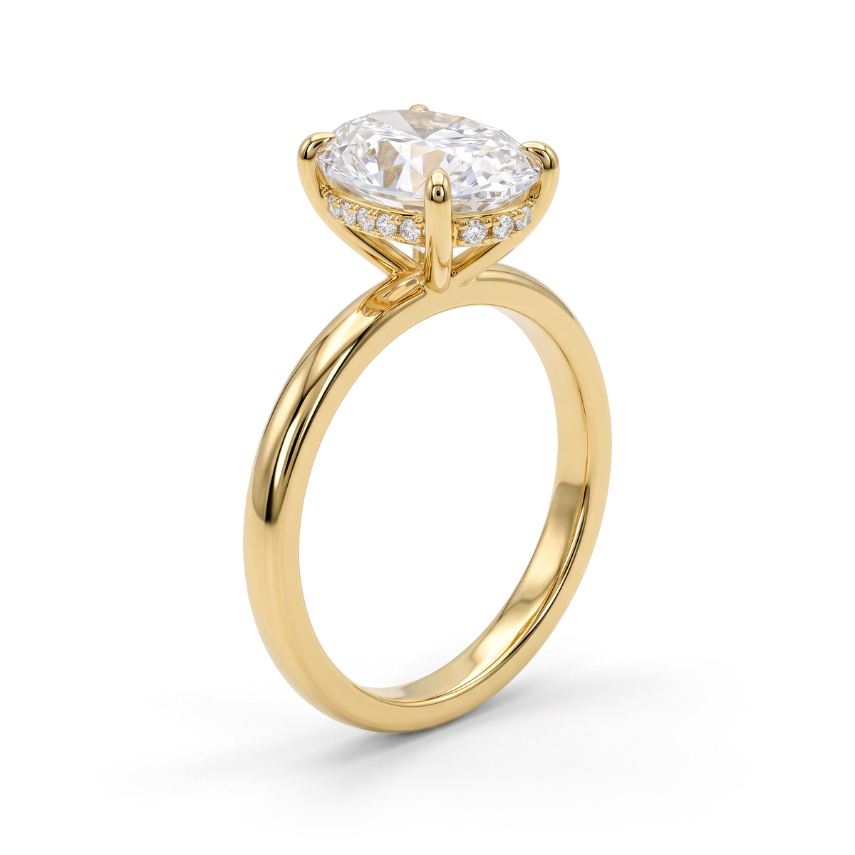 Hidden Halo Oval Solitaire Ring