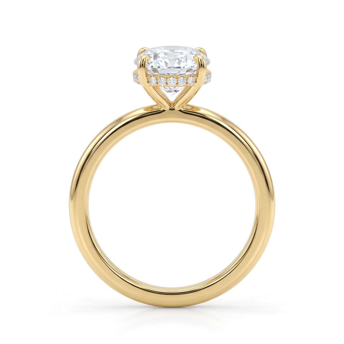 Hidden Halo Oval Solitaire Ring