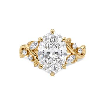 Subtle Leaf Accent Oval Lab Grown Diamond