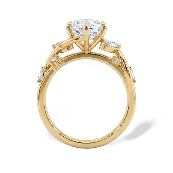Subtle Leaf Accent Oval Lab Grown Diamond