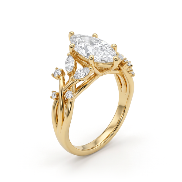 Twig Vine Marquise Solitaire Ring