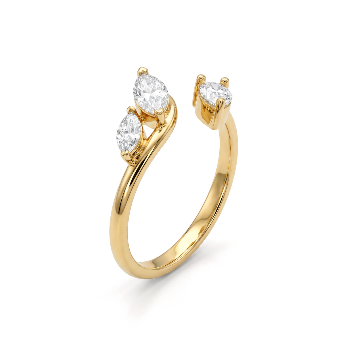 Botanical Open Bypass Marquise Cluster Diamond Ring