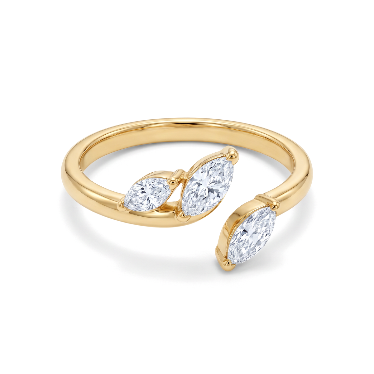 Botanical Open Bypass Marquise Cluster Diamond Ring