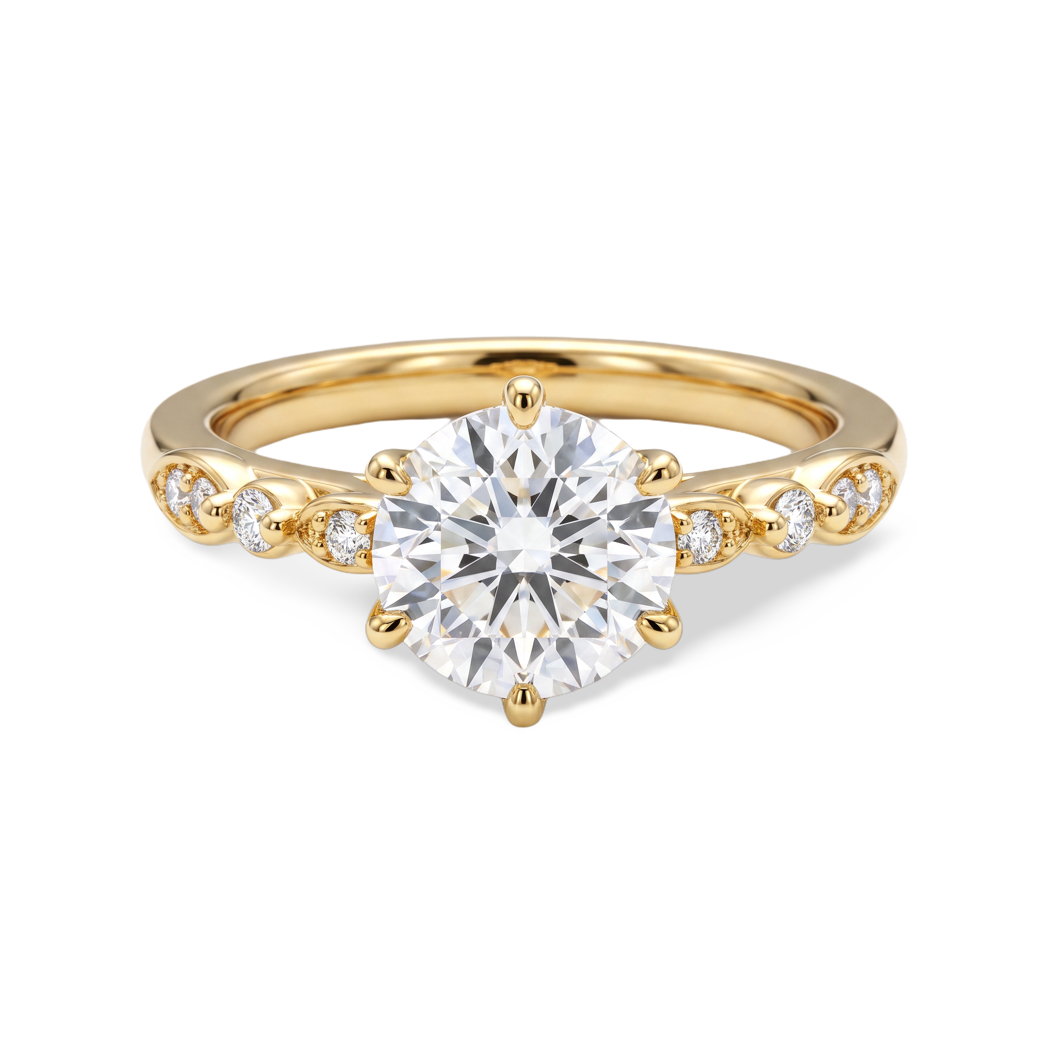 Ornate Crown Round Cut Lab Grown Diamond