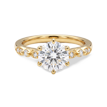 Ornate Crown Round Cut Lab Grown Diamond