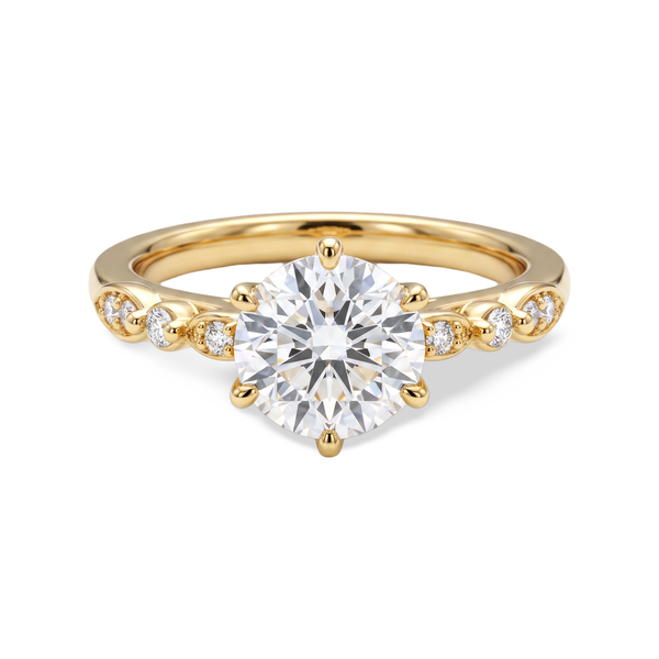 Ornate Crown Round Cut Lab Grown Diamond