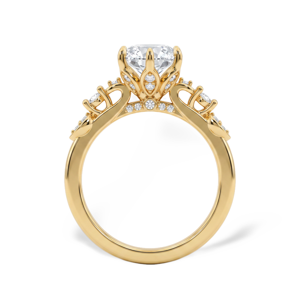 Ornate Crown Round Cut Lab Grown Diamond