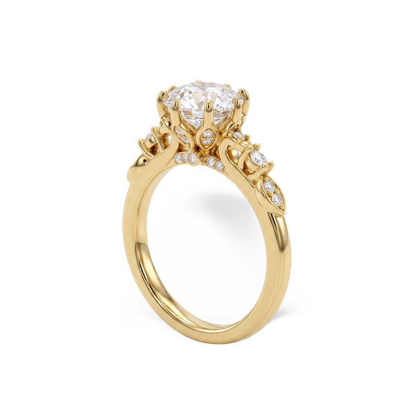 Ornate Crown Round Cut Lab Grown Diamond
