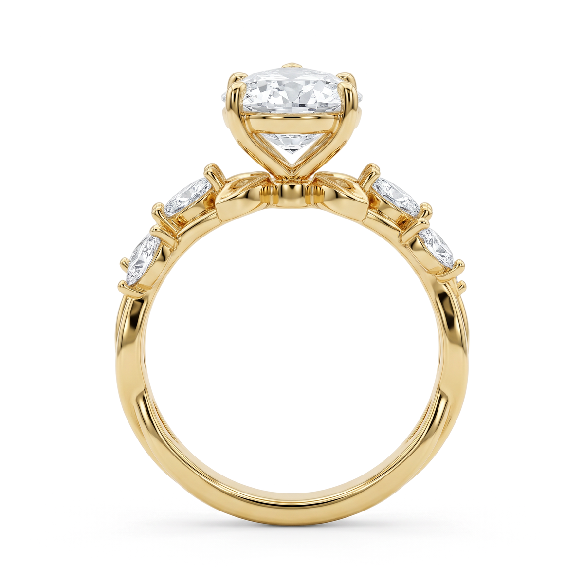Vine Pear Solitaire Diamond Ring