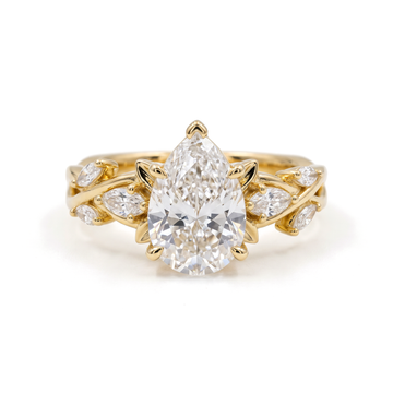 Vine Pear Solitaire Diamond Ring