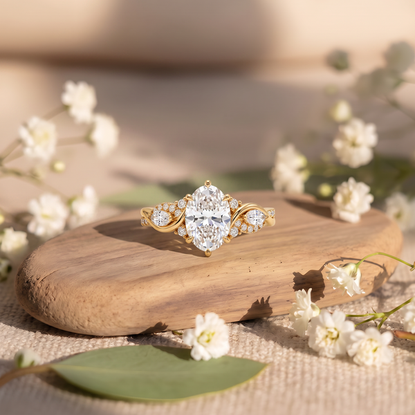 Intertwined Vine Oval Lab Grown Diamond Ring