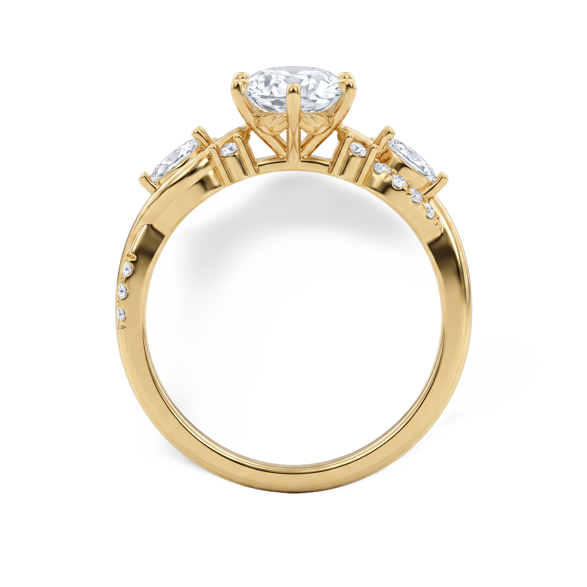 Twisted Cluster Oval Solitaire Lab-Grown Diamond Ring
