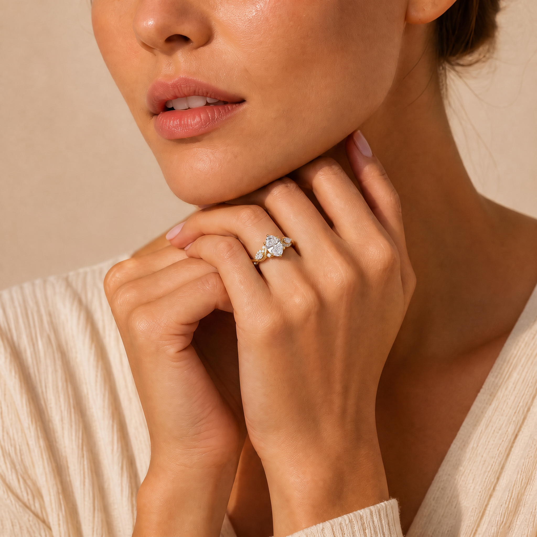 Intertwined Vine Oval Lab Grown Diamond Ring