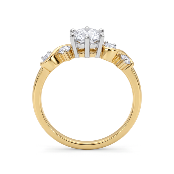 Curved Wave Round Solitaire Ring