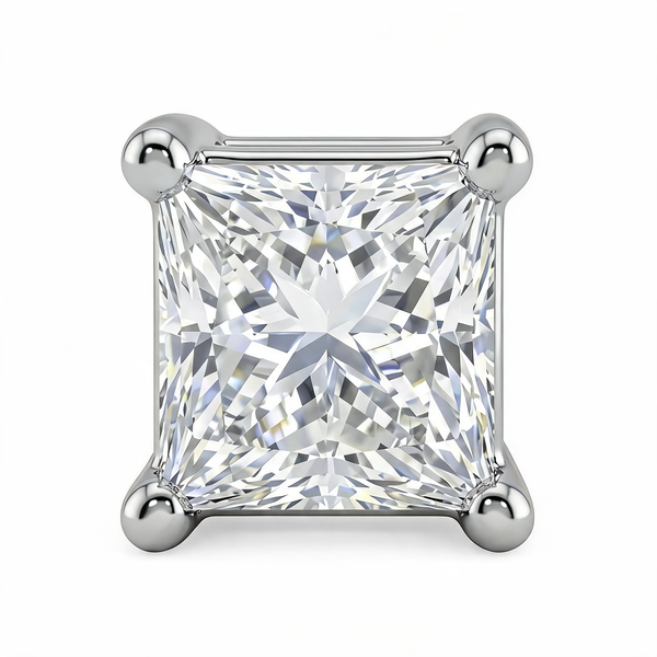 Sleek Princess Solitaire Lab Grown Diamond Stud