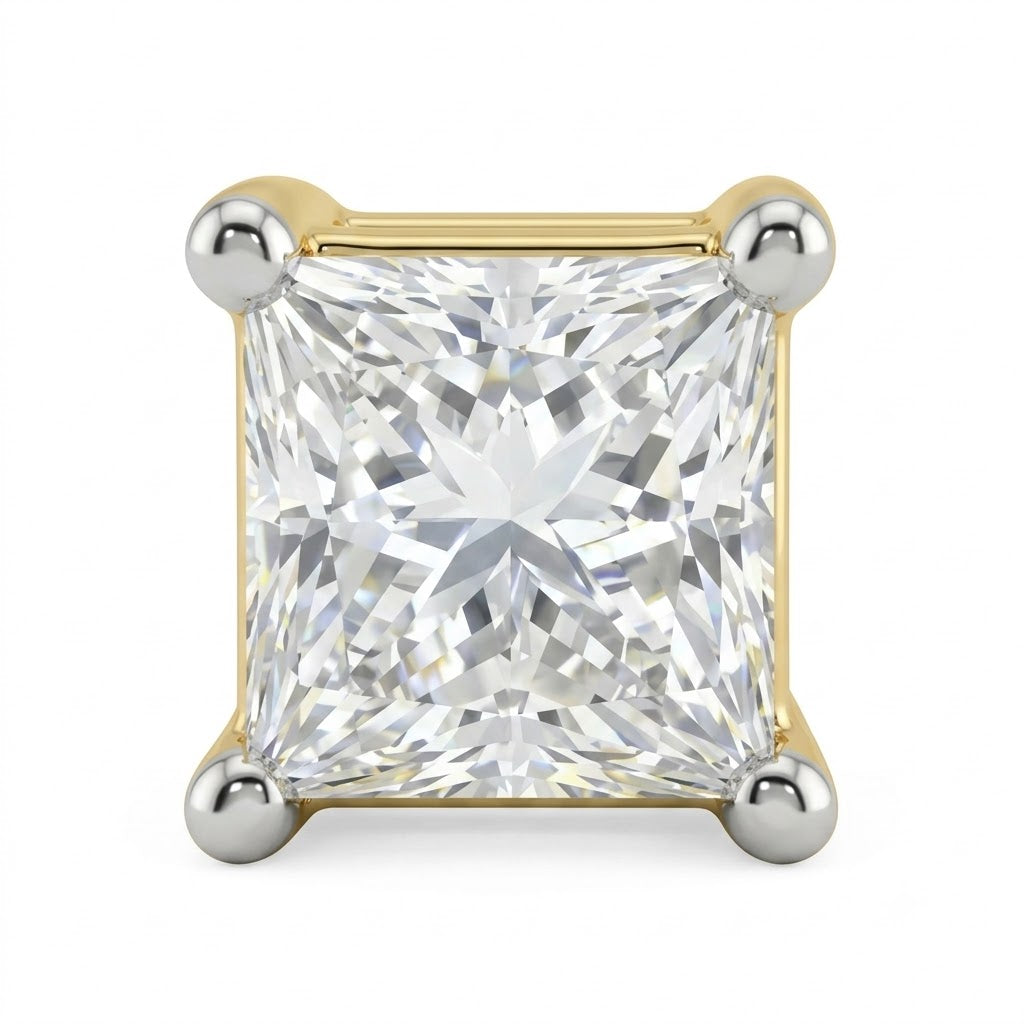 Sleek Princess Solitaire Lab Grown Diamond Stud