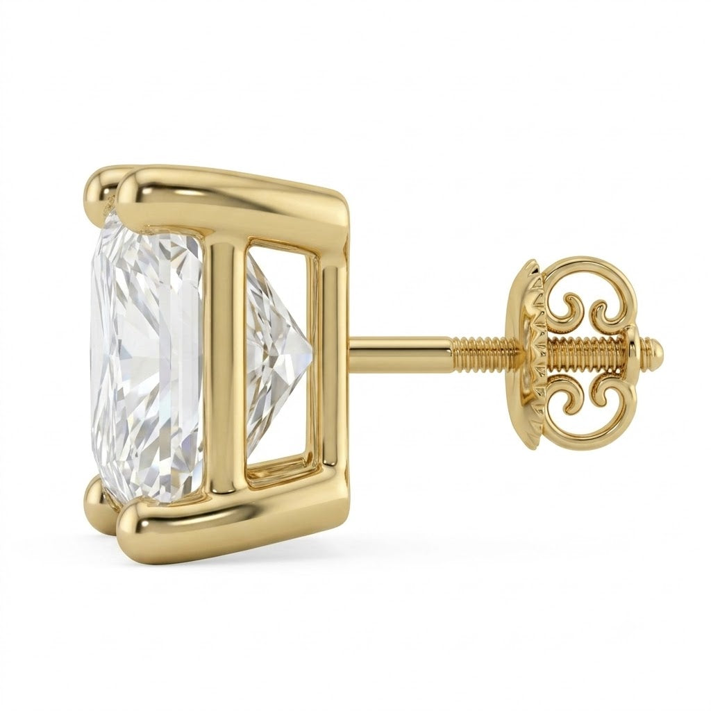 Sleek Princess Solitaire Lab Grown Diamond Stud