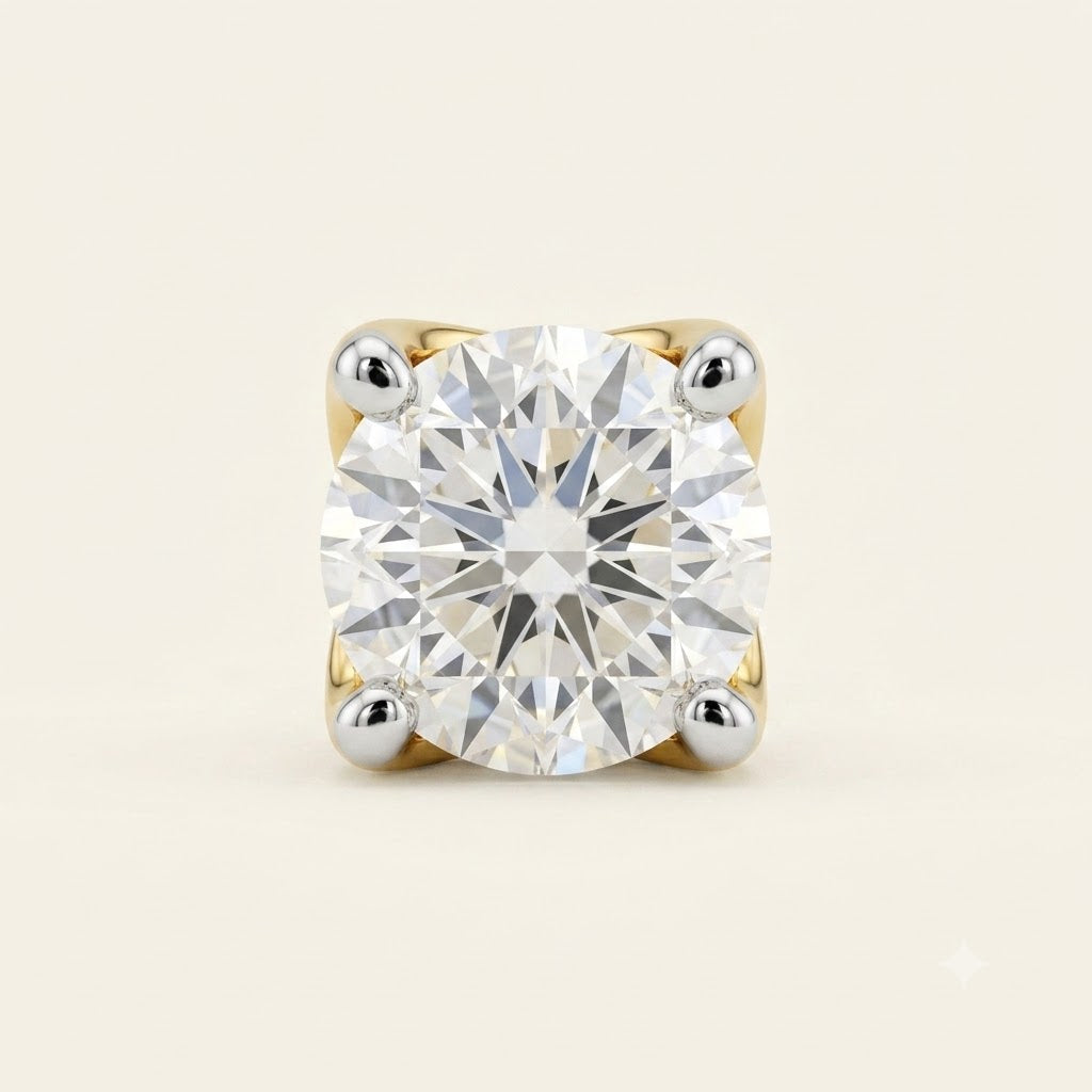Classic Round Four-Prong Lab Grown Diamond Solitaire Stud