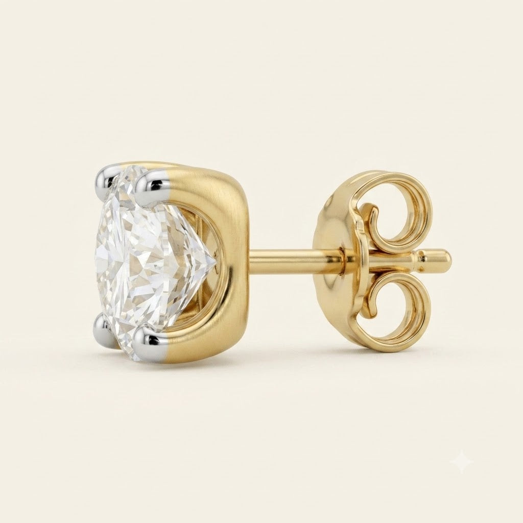 Classic Round Four-Prong Lab Grown Diamond Solitaire Stud