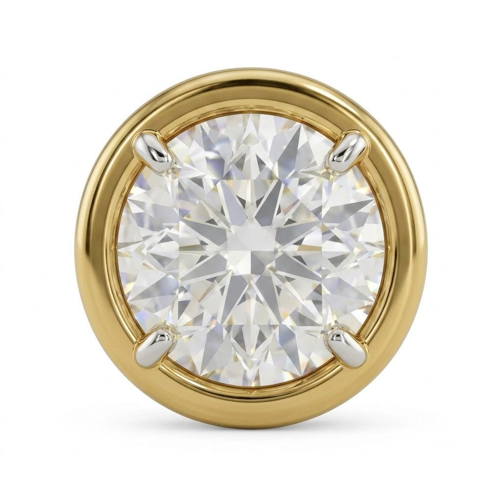 Signature Round Bezel Lab Grown Diamond Solitaire Stud