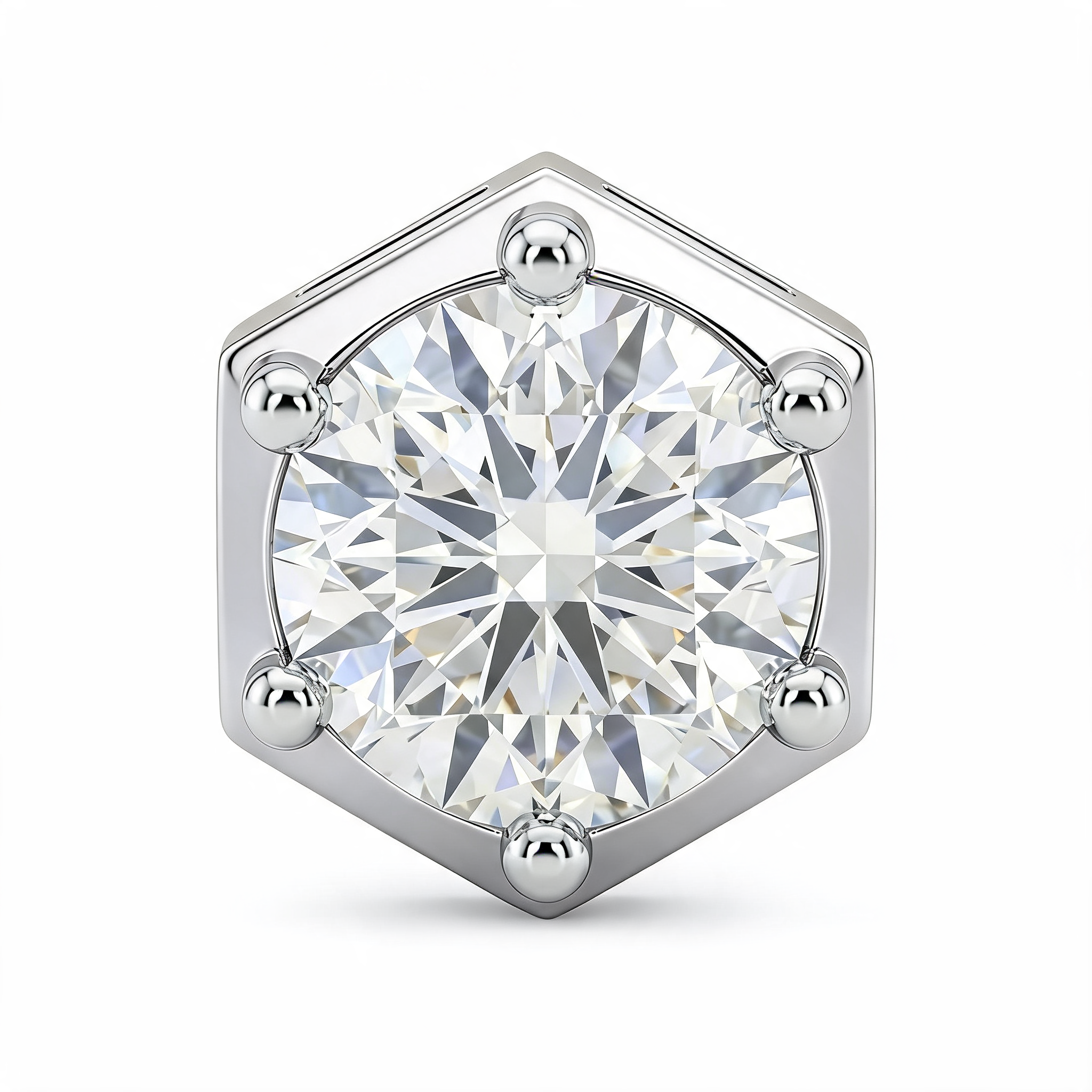 Geometric Hexagon Halo Lab Grown Diamond Stud