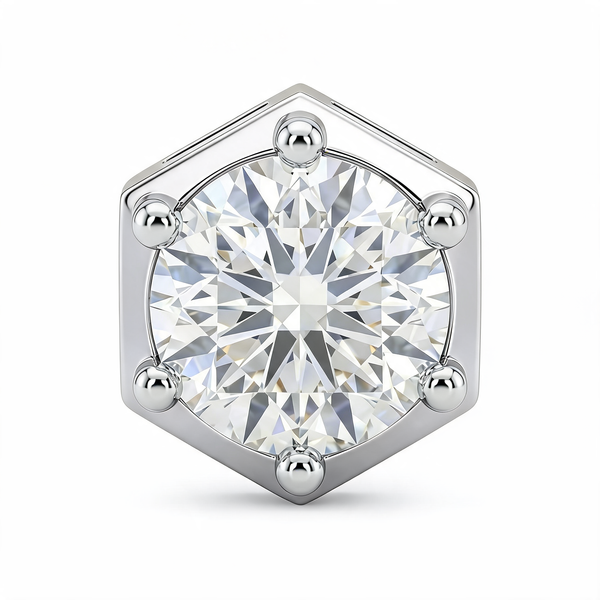 Geometric Hexagon Halo Lab Grown Diamond Stud